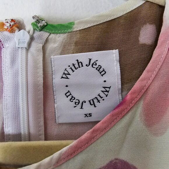 NWOT With Jean Hermana Viola Tricolor Long Sleeve Open Front Mini Dress XS - Picture 7 of 11